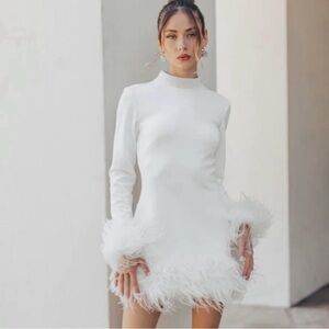 UNTAMED PETALS BY AMANDA JUDGE white feather dress